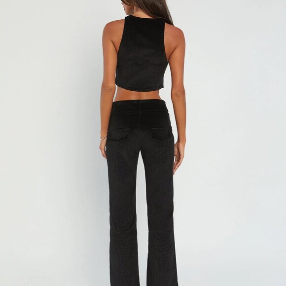 NWT Tiger Mist Aneya Black Corduroy Belted Flare Pants - Size XS - Picture 2 of 9